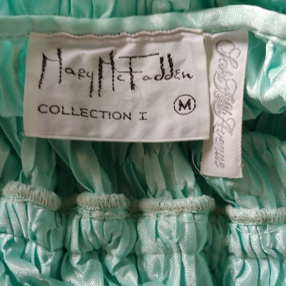Mary McFadden Collection 1 Grecian Plisse Aqua Full Length Gown Medium - Picture 14 of 16